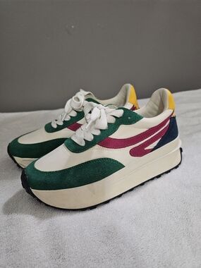 Steve Madden Retro Platform Sneakers in Green, Pink, Yellow and Navy